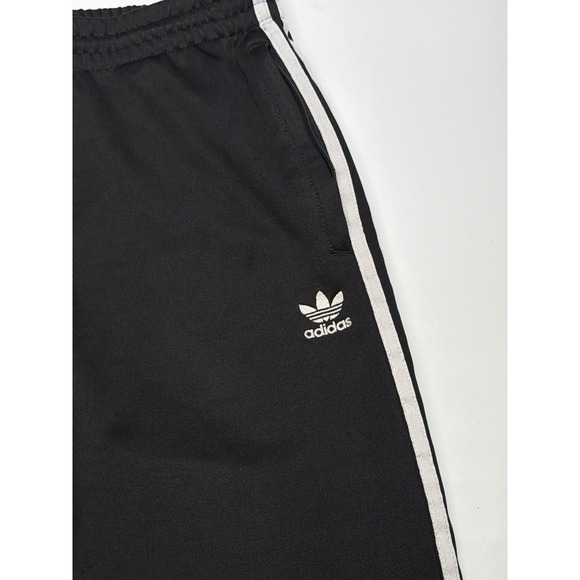 Adidas Mens Black Track Pants Trefoil Logo White 3 Stripes Athletic Joggers L - Picture 3 of 9